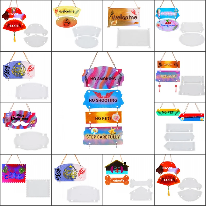 

Creative DIY Crystal Drip Gel Silicone Mould For Door Signs Rectangular Diamond Shaped Puppy Sign Liquid Mould Soap Mould