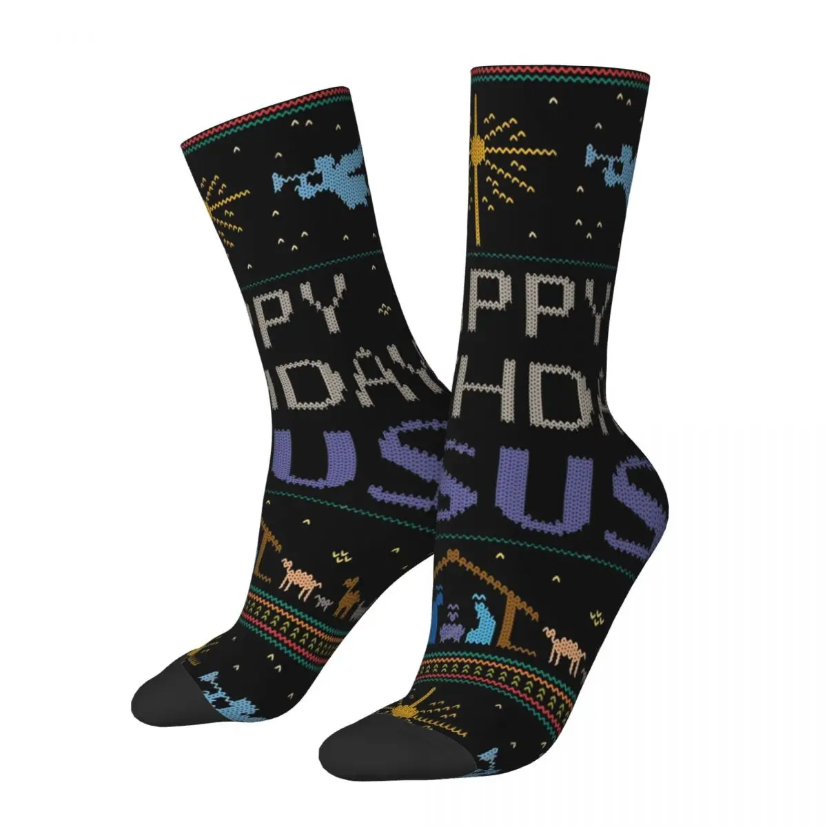 

Funny Men's Socks Ugly Christmas Happy Birthday Jesus Retro Harajuku Hip Hop Seamless Crew Crazy Sock Gift Pattern Printed