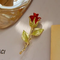 luxury red rose flower brooches for womens wedding party sexy girl petal pin brooch accessories