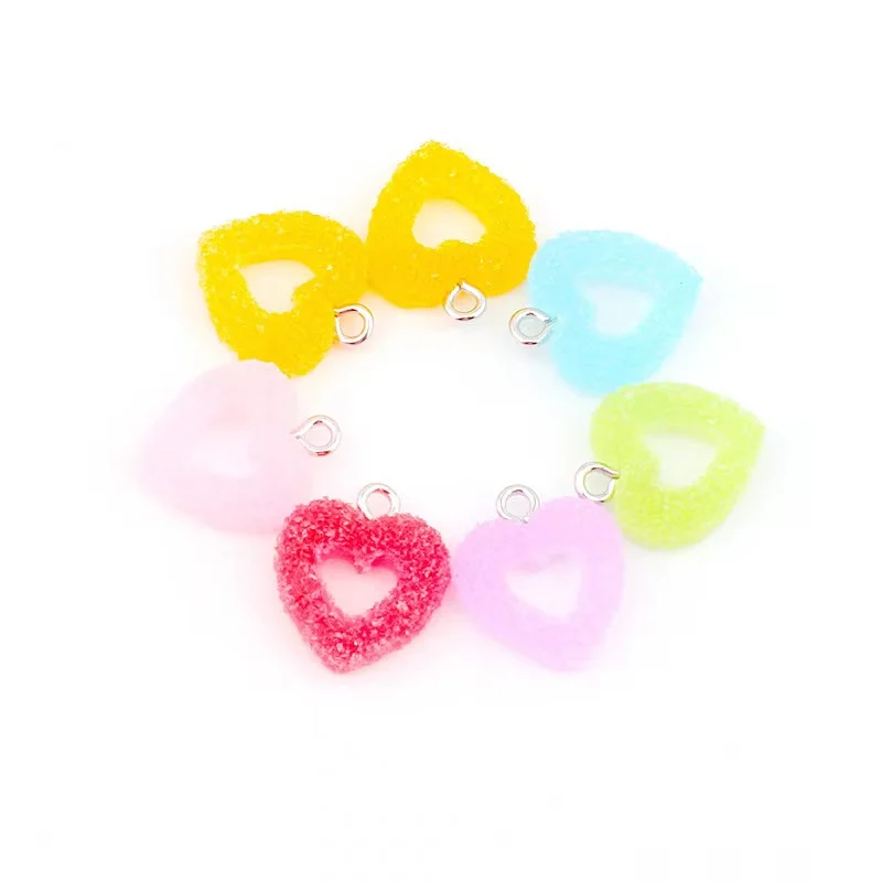 

10pcs 16*18mm Frosted Hollow Heart Resin Pendant Charms Diy Findings For Earring Bracelets Jewelry Making