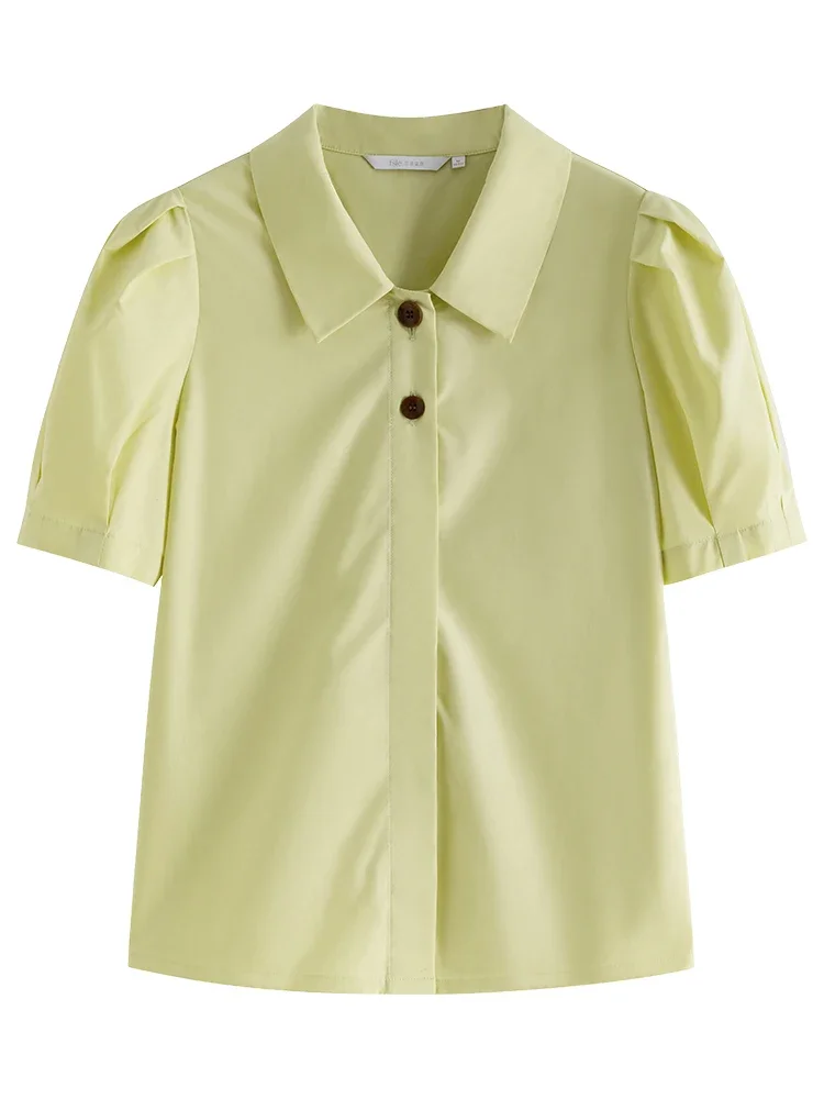 Блузка женская летняя однотонная на пуговицах с рукавами-фонариками