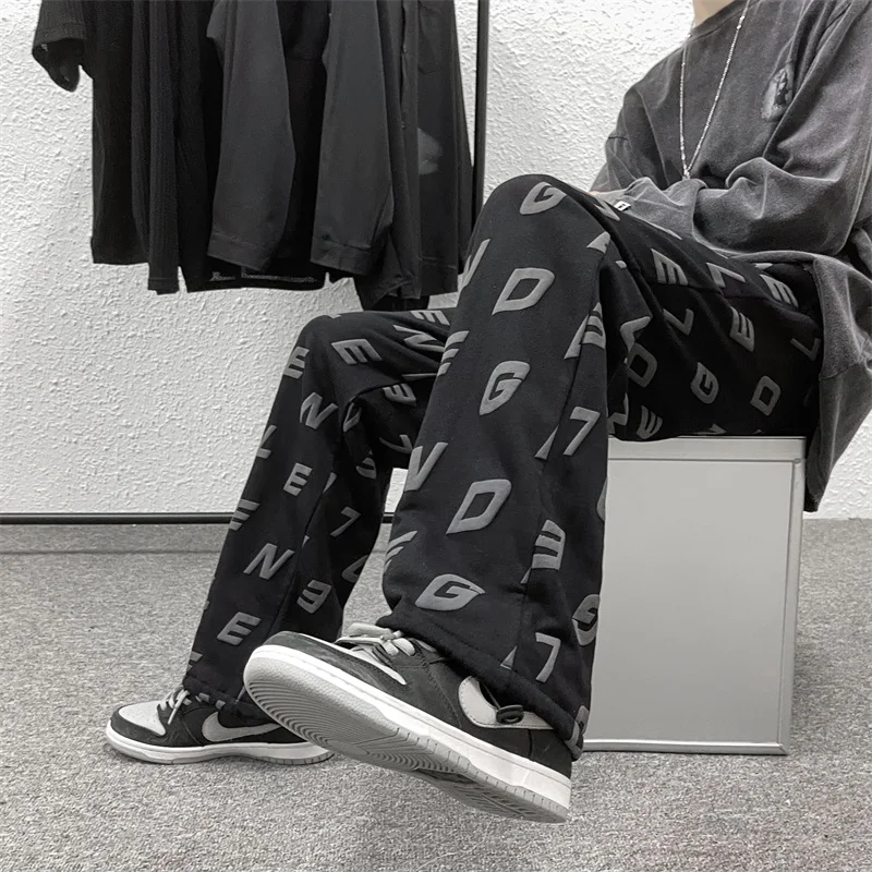 

3D Letter Print Pant Men Fashion Trends Gothic Clothing Oversized Baggy Sweatpants for Teen Boys 15 and 16 Plus Size Streetwear