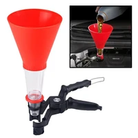 adjustable car engine oil filling funnel set gasoline oil filling tools with holding clamp for motorbike truck car accessories
