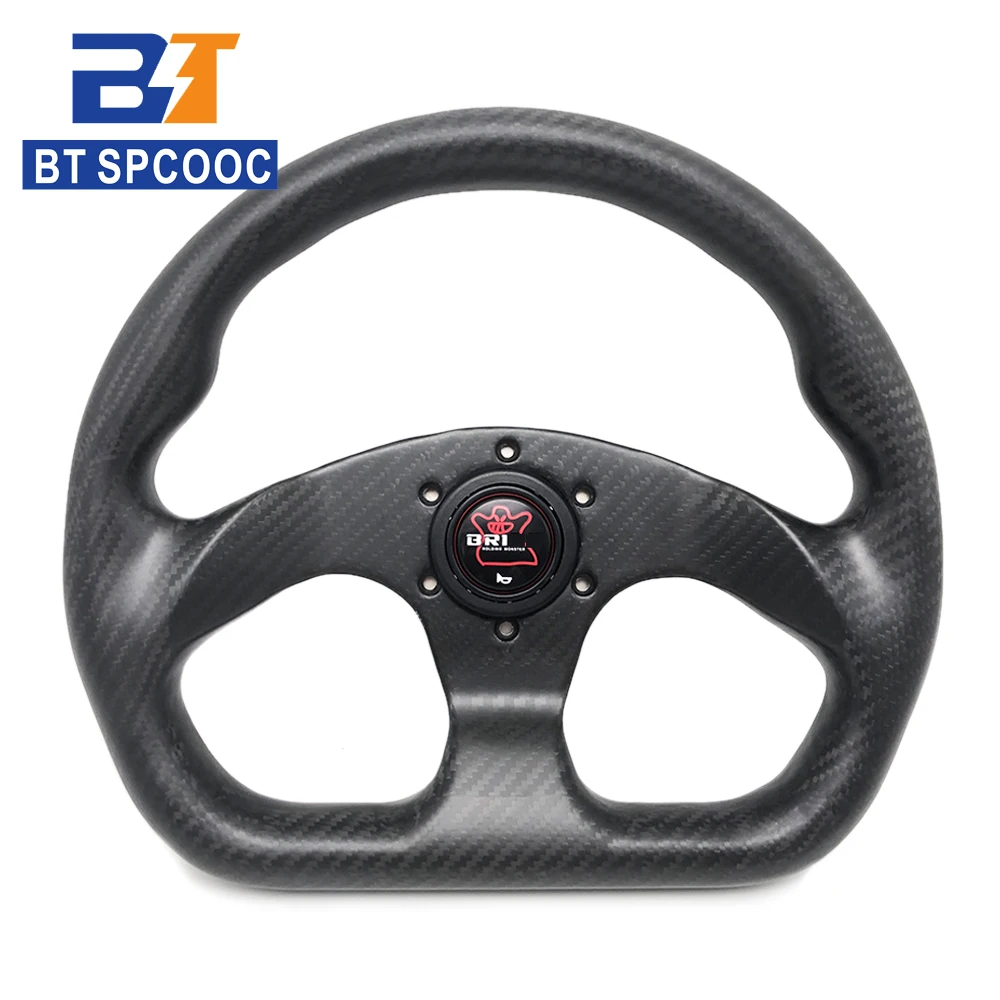 

JDM Style Matte Carbon Fiber Steering Wheel With MO Horn Buttons 13 Inch Racing Steering Wheel With Dimples Auto Accessories