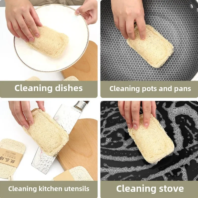 Натуральная чистящая губка из люфы — экологически чистая кухонная щетка для