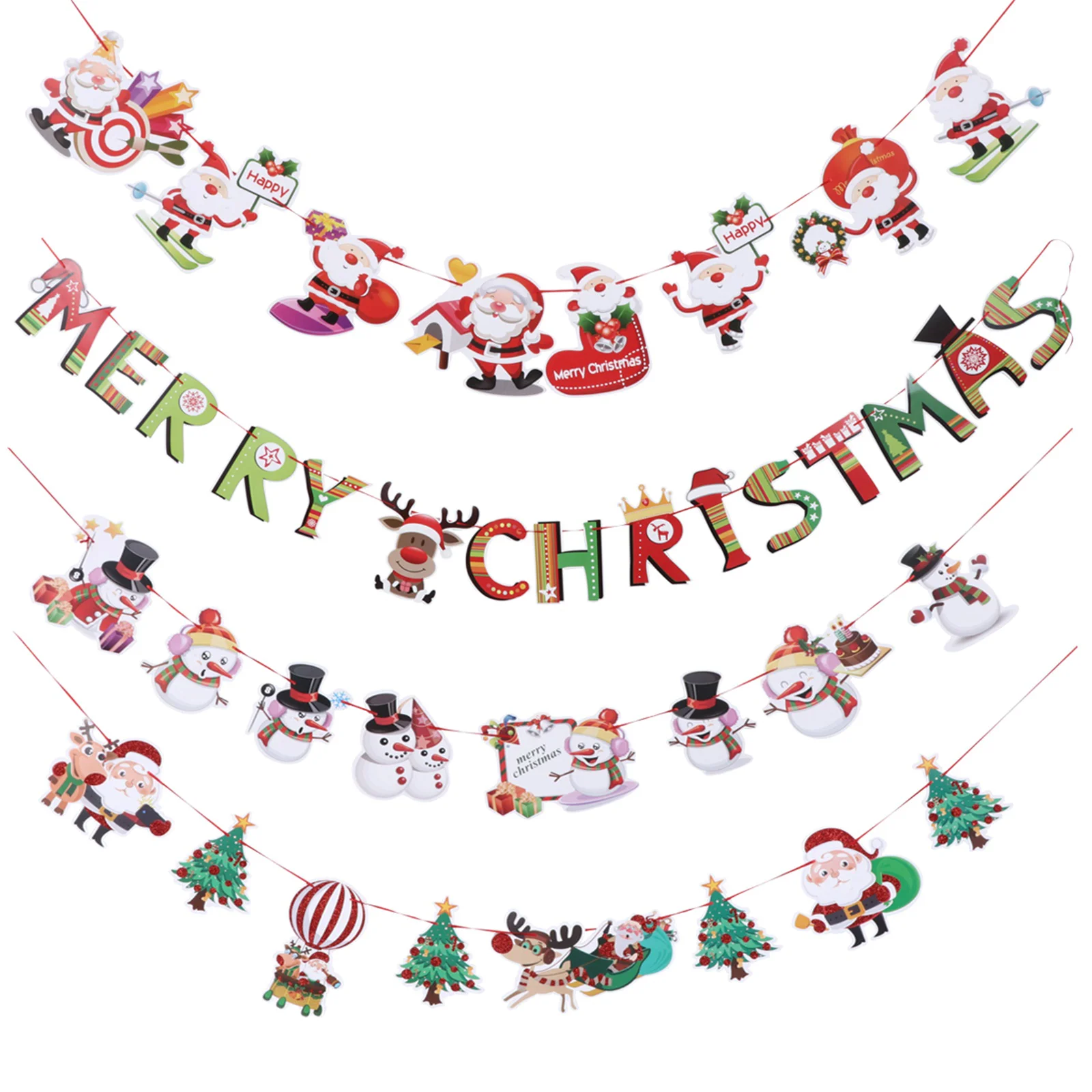 

Christmas Banner Hanging Bunting Party Paperdecorative Ornament Decor Eve Tree Holiday Claus Santa Garland Decorations