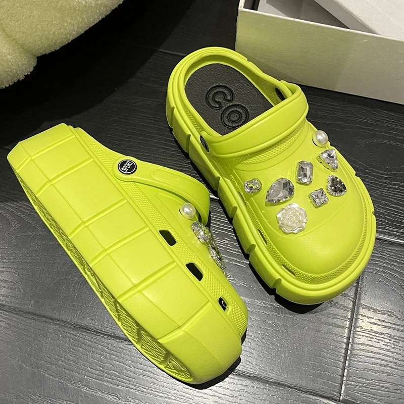 

Summer Women Flats Slippers Platform Crystal Hollow Sandals 2022 New Women Shoes Leopard Casual Mules Shoes Beach Slides Mujer