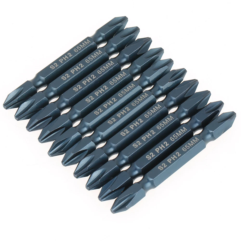 

10pcs Dual-head Cross 1/4inch Shank 65mm S2 Alloy Steel Screwdriver Bits Set H6.3*65*PH2 screwdriver screwdriver screwdriver