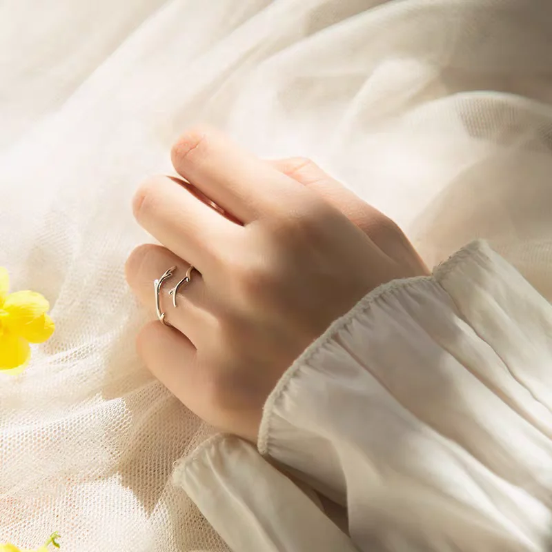 Высококачественное кольцо из стерлингового серебра S925 с полой любовью и оленем