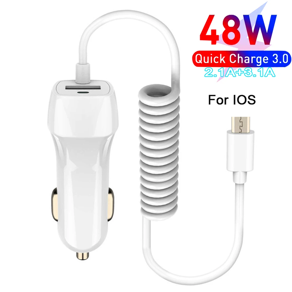Автомобильное зарядное устройство USB для Samsung S10 S9 Plus автомобильное Micro Type C кабель
