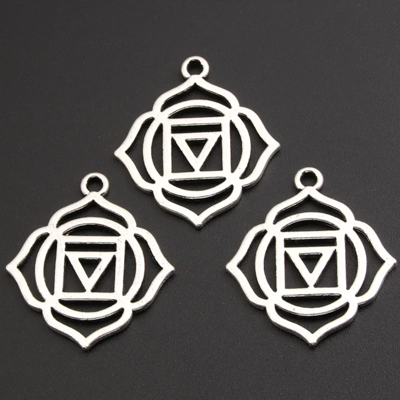 10 шт., серебряные шармы-чакры для медитации и йоги