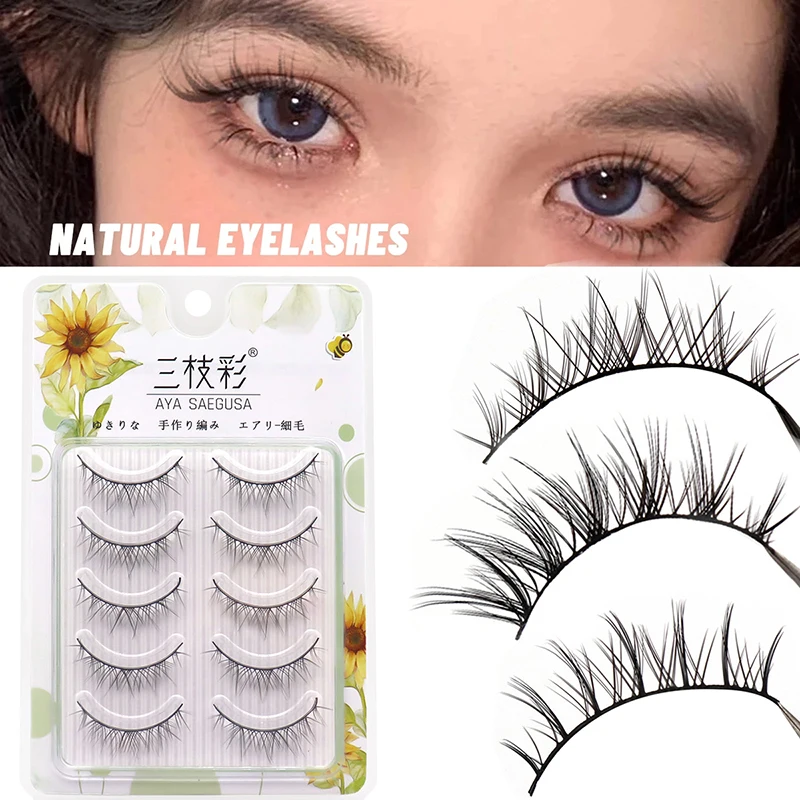 

5 Pairs Eyelashes Bundles Lashes Natural Wispy False Eyelash Lashes Manga Lashes Invisible Band Soft Natural Eyelashes Extension