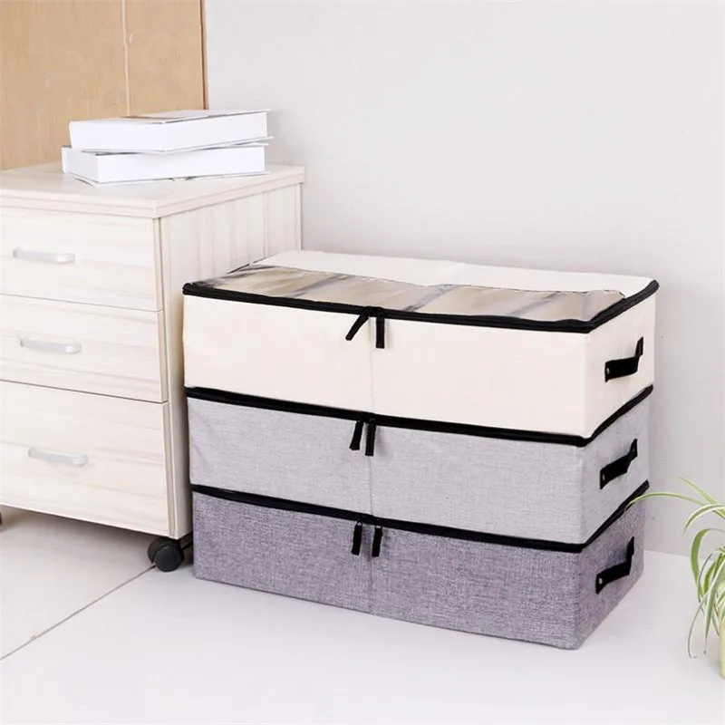 

New Detachable Foldable Shoe Storage Box Wardrobe Closet Organizer for Sock Bra Underwear Linen Cotton Under Bed Organizer Box
