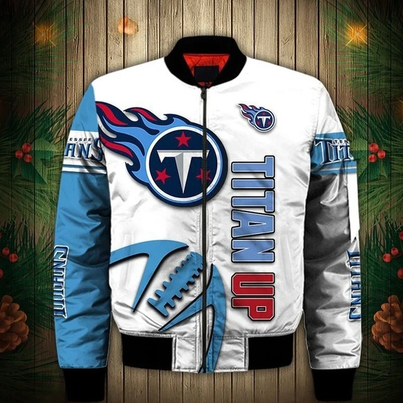 

Tennessee Men Winter Jacket coat Fashion stitching Titans 3D Digital Print baseball uniform football zipper Bomber Jackets