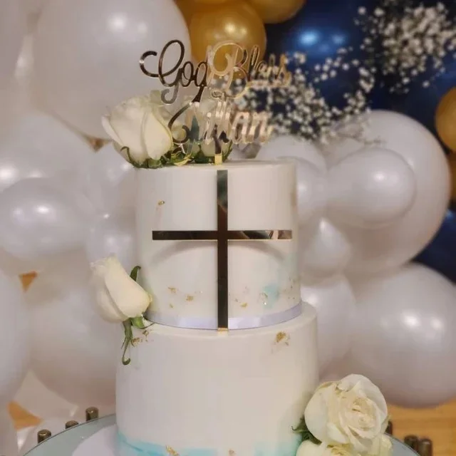 

Acrylic Baptism Cross Cake Charm/Christening/Baby Dedication/Topper/First Holy Communion/Orthodox Catholic Cross