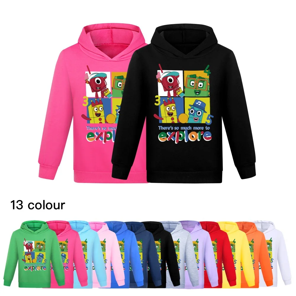 

Boys Hooded Girls T-Shirt Number Blocks Kids Casual Sweatershirt Child Fashion Clothes Cotton Birthday Girl Costume 3-16Y