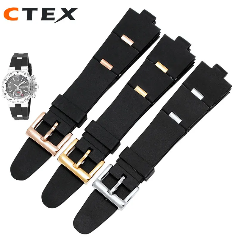 Silicone Watch Barcelet Watch Accessories Band For BVL-GARI DP42C14SVDGMT Convex 8mm Women Types Rubber Strap