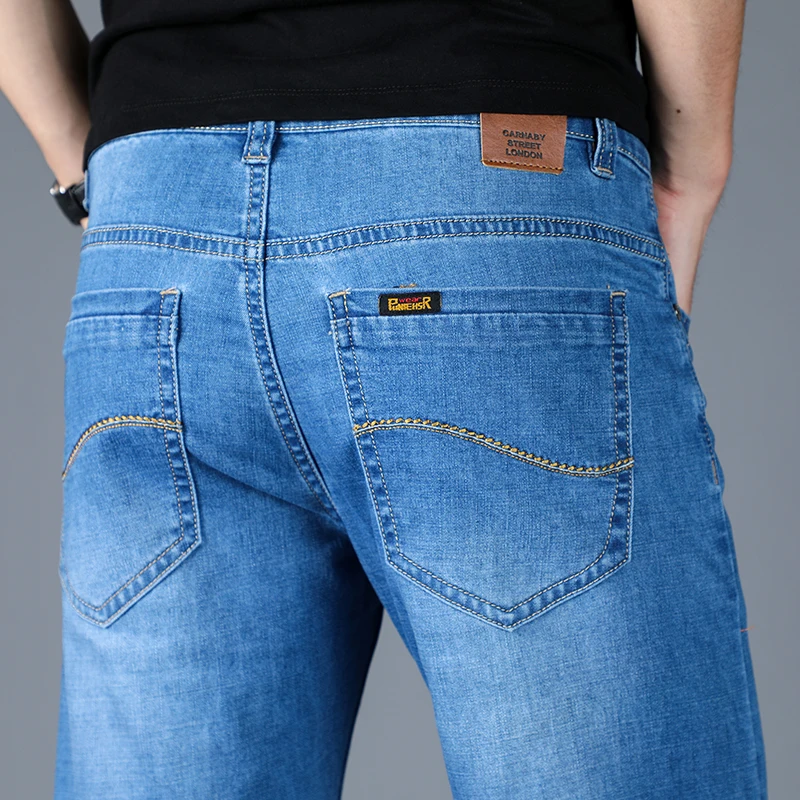 2022 Big Size Summer New Men Business Denim Shorts Fashion Casual Stretch Slim Blue Thin Short Jeans Male