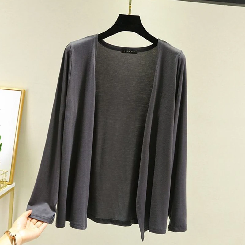 Женский Вязаный Кардиган Rimocy Однотонный С Длинным Рукавом Повседневный