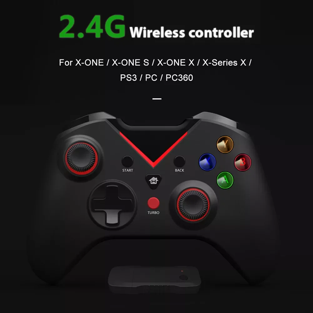 

NEW2023 2.4G Gamepad Six Axis 2.4G Wireless Gamepad Controller with Turbo Function Gaming Accessories for Xbox One Windows 10/8