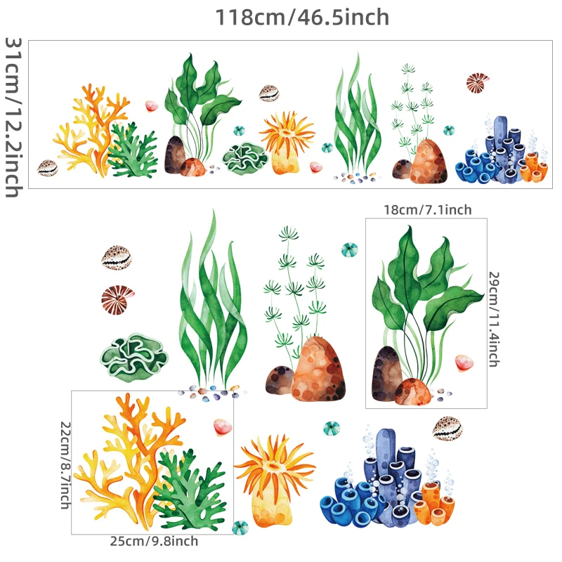 Наклейки на стену для детской комнаты наклейки подводные синие коралловые