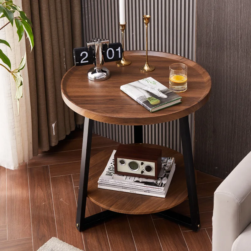 

Mesa de té Simple y moderna para sofá, mesa auxiliar redonda de doble capa para el hogar, nuevo envío directo, 2022