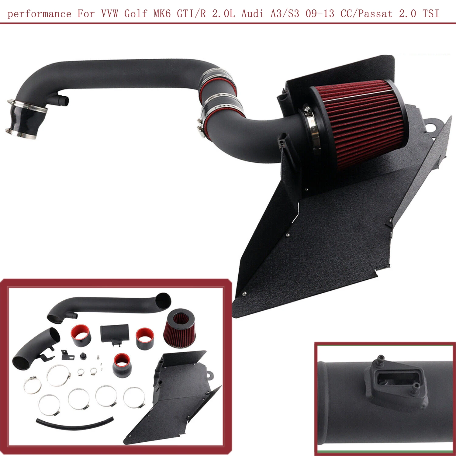 Для VW Golf MK6 GTI/R 2.0L Audi A3/S3 09-13 CC/Passat 2.0 TSI Комплект системы впуска холодного воздуха +