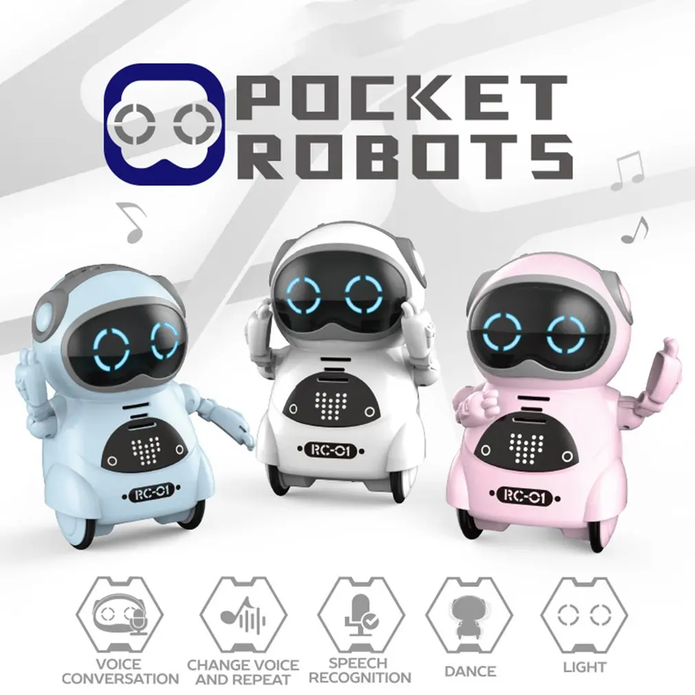 Intelligent Mini Pocket Robot Walk Music Dance Light Voice Recognition Conversation Repeat Smart Kids Toy Interactive | Электроника