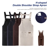 new fashion canvas kitchen apron unisex work apron bib adjustable cooking kitchen aprons for woman with tool pockets