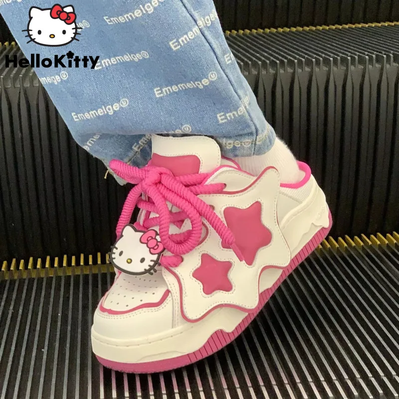 

Sanrio Hello Kitty New Half Slipper Design Fashion Star Shoes Women Cartoon Aesthetic Slip-ons Y2k Casual Breathable Flat Shoes