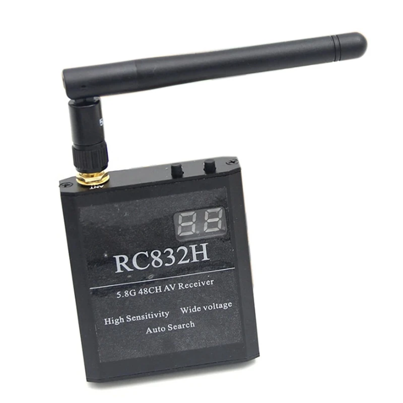 

RC832H 5,8G 48CH видеоприемник 12 В автоматический поиск каналов для TS832 TS5823 TS5828 RC Самолет Вертолет FPV Дрон черный
