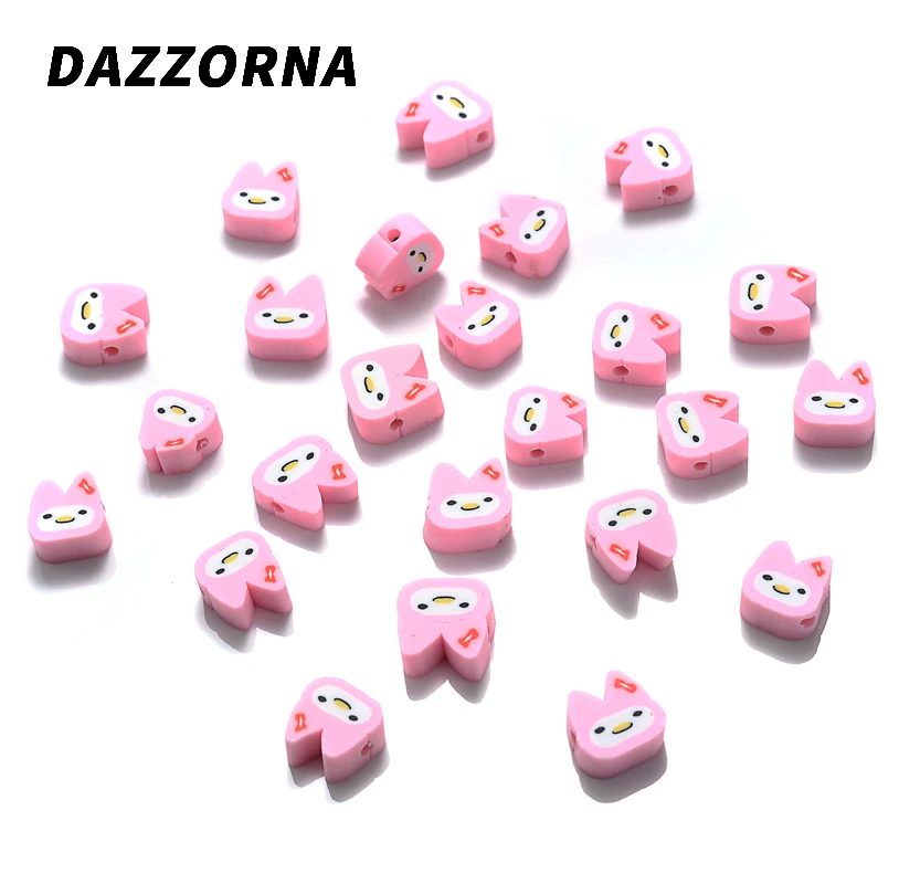 

50Pcs/Pack 10mm Cute Cartoon Shape Clay Bead Polymer Loose Spacer Beads For DIY Jewelry Making Bracelet Necklace Accessories
