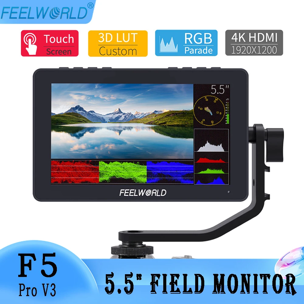 Монитор для цифровой зеркальной камеры FEELWORLD F5 Pro V3 с сенсорным экраном 5 дюйма 3D LUT