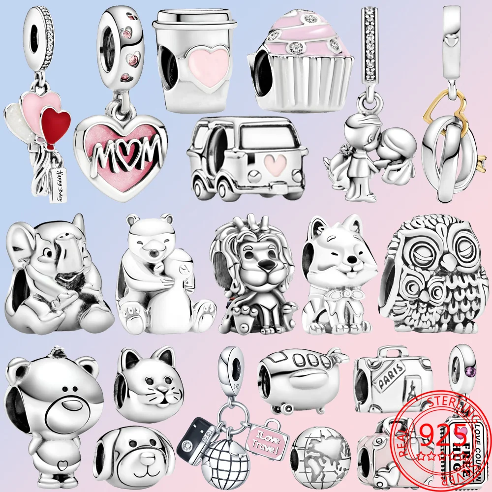 Лидер продаж Шарм-бусина из стерлингового серебра 925 пробы в виде милой розовой