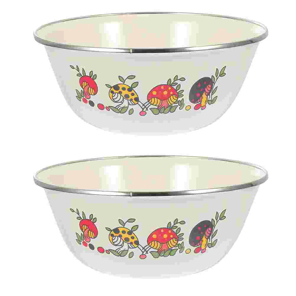 

Bowl Enamel Basin Serving Soup Bowls Salad Mixing Enamelware Dish Vintage Food Fruit Noodle Wash Cereal Metal Rice Appetizer
