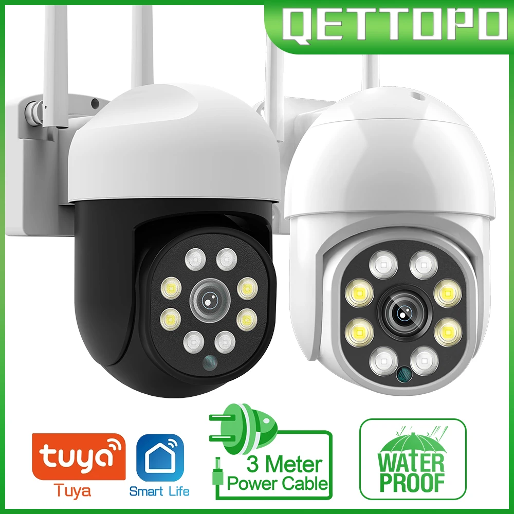 

Qettopo 3MP Outdoor 4G SIM Card PTZ Surveillance Camera Wireless Outdoor WIFI IP Camera CCTV Color Night Vision Tuya Smart Life