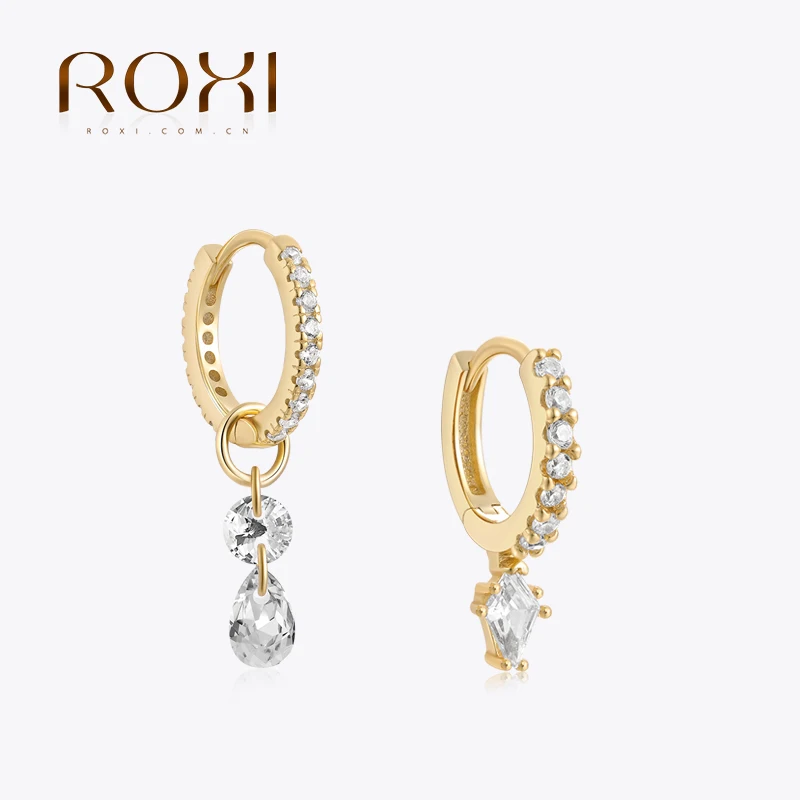 

ROXI 925 Sterling Silver Classic Original Dangle Earring Geometry CZ Earrings for Women Wedding Engagement Birthday Fine Gift
