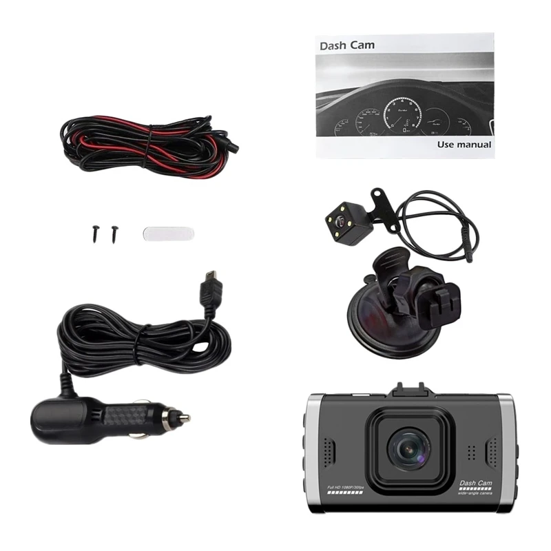 

3-дюймовый Автомобильный видеорегистратор, видеорегистратор с камерой заднего вида 1080P, двойной объектив Full HD, Портативный видеорегистрато...