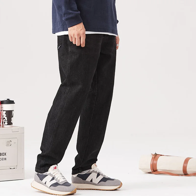 Men Clothing 2022 New Pattern Recreational Vintage Broad Leg Black Jeans Straight Cylinder Large  Loose Mop Pants Autumn Female