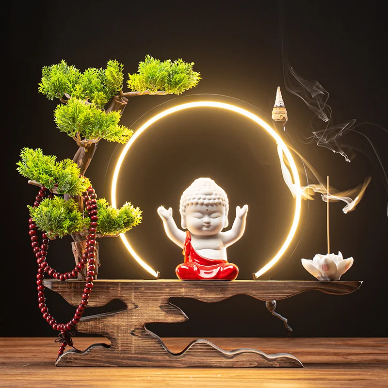 

Electric Ceramic Incense Burner Flower Smoke Fountain Incense Burner Log Table Simple Led Incensario Cute Room Decor WSW45XP