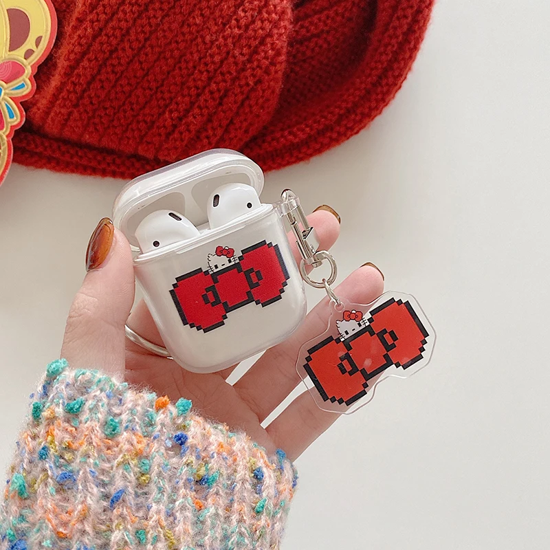 

Cartoon Kitty Bowknot Transparent AirPods 3 Case Apple AirPods 2 Case Cover AirPods Pro Case IPhone Earphone Accessories