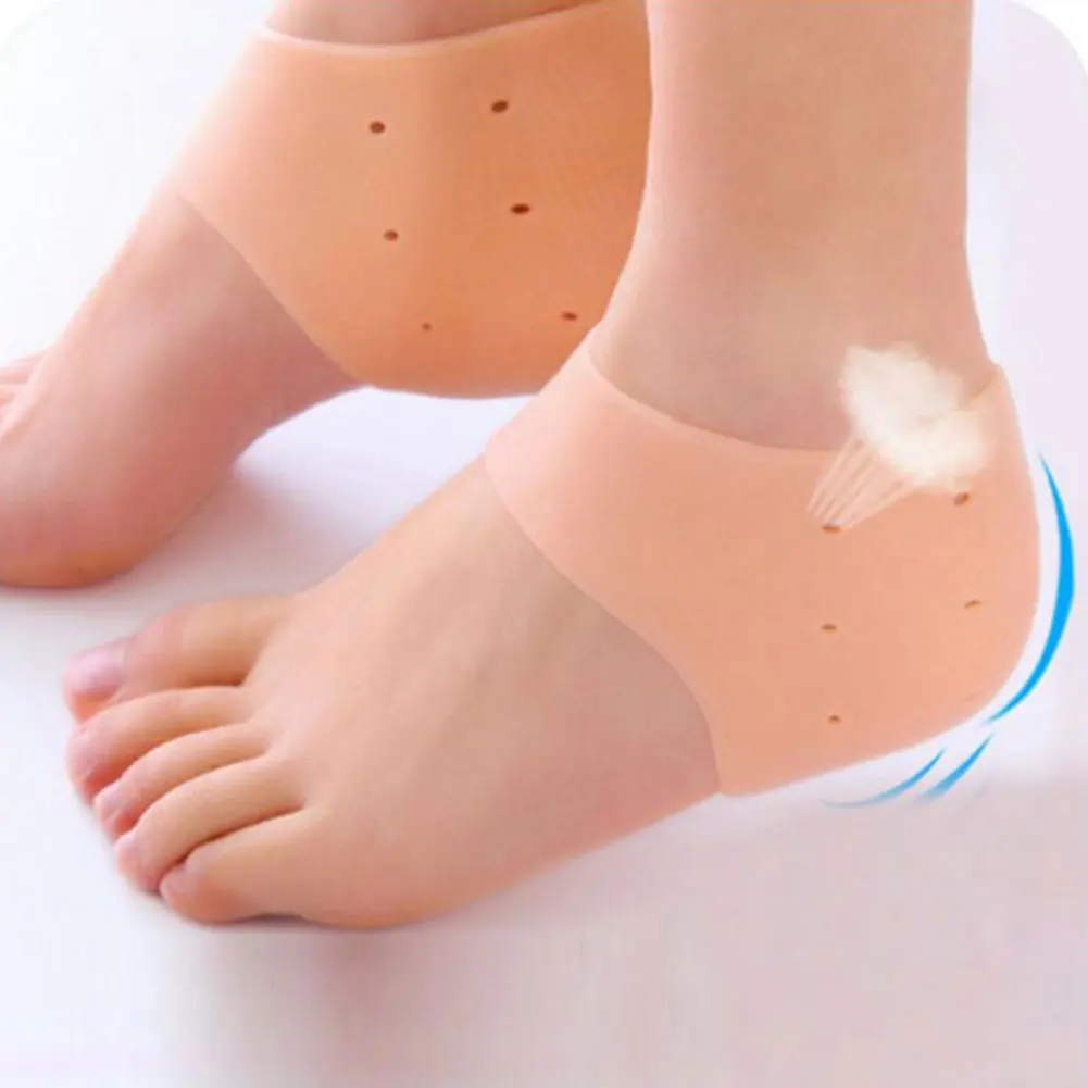 

2Pcs New Silicone Feet Care Socks Moisturizing Gel Heel Thin Socks With Hole Cracked Foot Skin Care Protectors Foot Care Tool