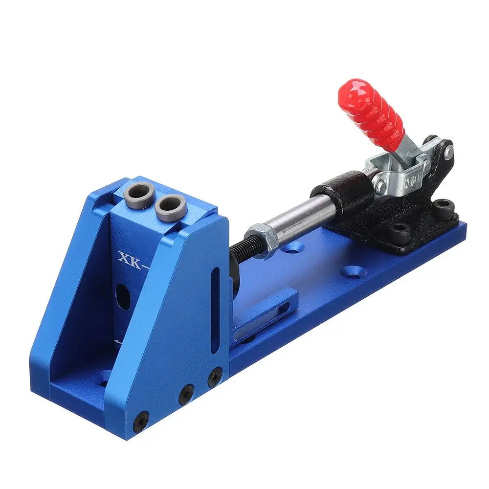 Upgrade XK-2 Pocket Hole Jig Wood Toggle Clamps with Drilling Bit Puncher Locator Working Carpenter Kit