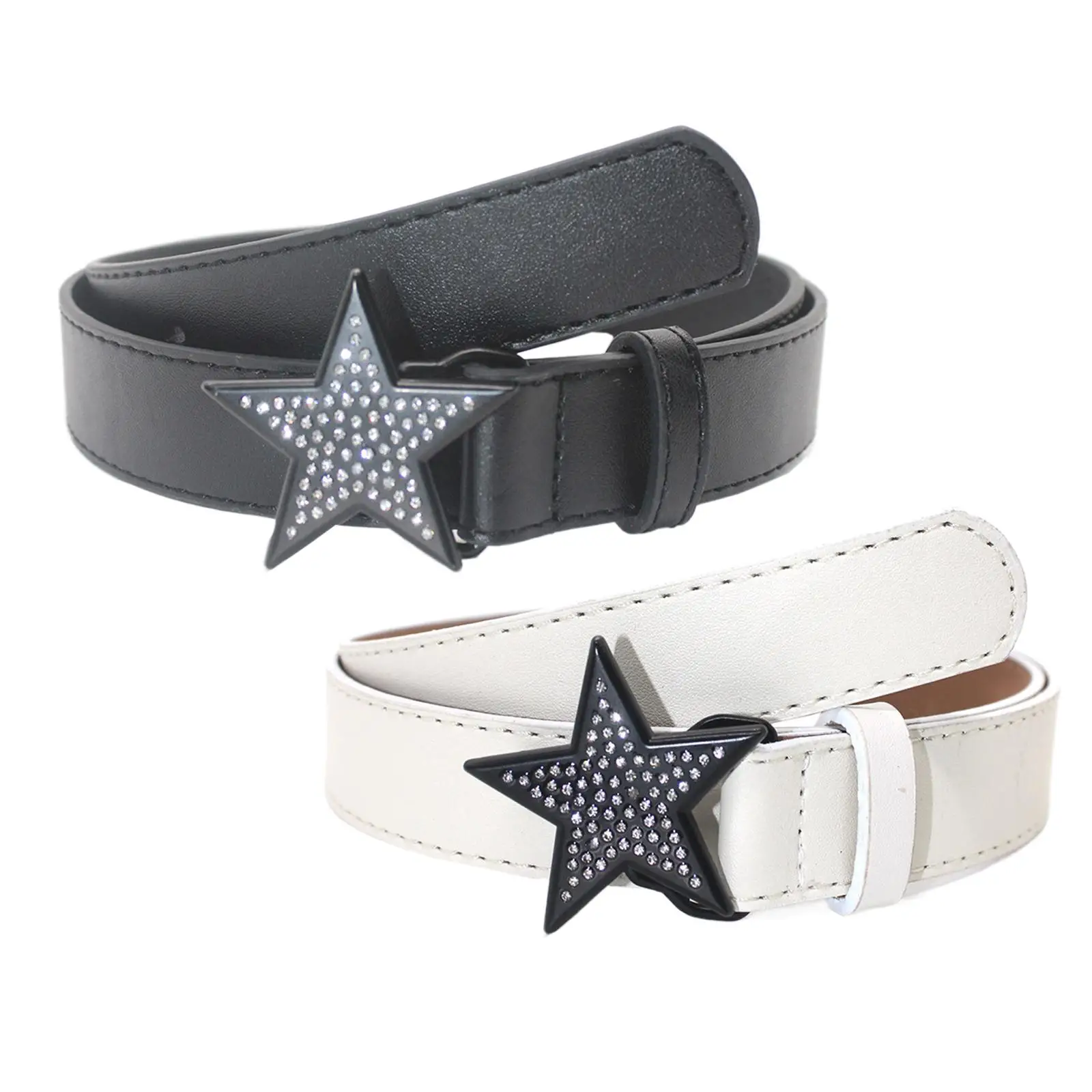 

Ladies Waist Belt, with Star Buckle Thin Women PU Leather Belt, Skirt, Pants, Dresses, Trousers Accessories