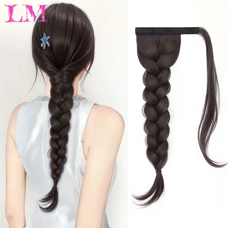 Фото LM Wrap Around French Braid Ponytail – длинный, сделанный вручную, искусственный хвост-коса для женщин, для повседневного элегантного стиля. №1