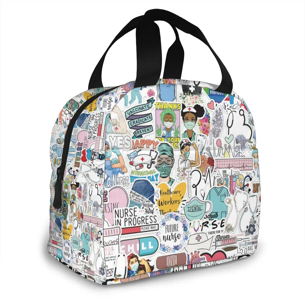

Изолированные сумки для обедов для врачей и медсестер, Женская медсестра с рисунком еды, холодильник, теплый контейнер для бенто для детей, милый Ланч-бокс для школы