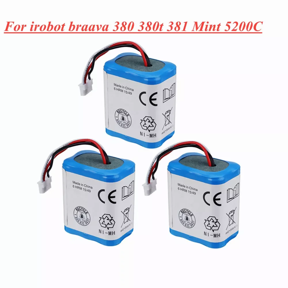 

Original 7.2V 3000mAh 2500mAh Battery for iRobot Roomba Braava 380 380T Mint 5200 5200B 5200c Ni-MH 7.2v Rechargeable battery