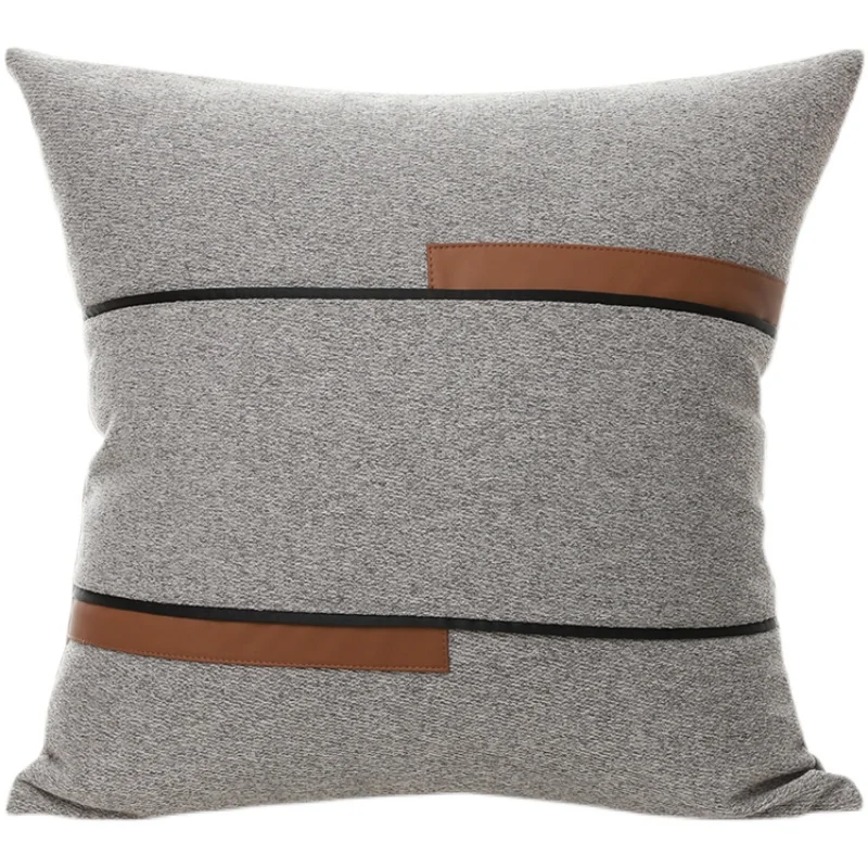 

Современная, серая, коричневая искусственная кожа, искусство, декоративная подушка, офисный диван, стул, постельное белье
