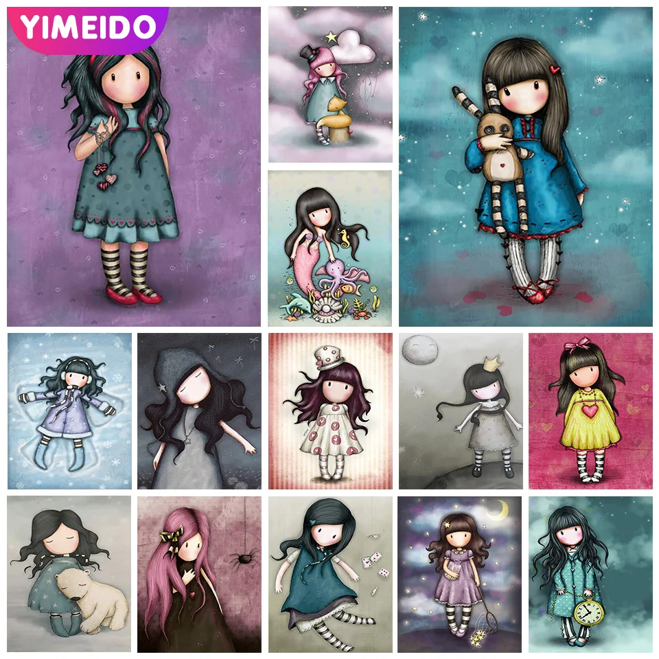 

Алмазная живопись YIMEIDO AB, мультяшная девушка 5D, сделай сам, алмазная вышивка «русалка», мозаика, стразы, картина, домашний декор, подарок