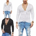 Свободная Мужская футболка с глубоким V-образным вырезом, Повседневная модная Облегающая рубашка, стильная уличная одежда, топ, новый дизайн